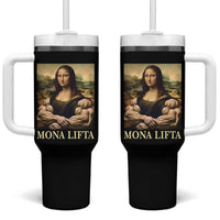 Funny Mona Lifta Muscle Mona Lisa Bodybuilding Fitness Gym Lover Tumbler With Handle - Wonder Print Shop