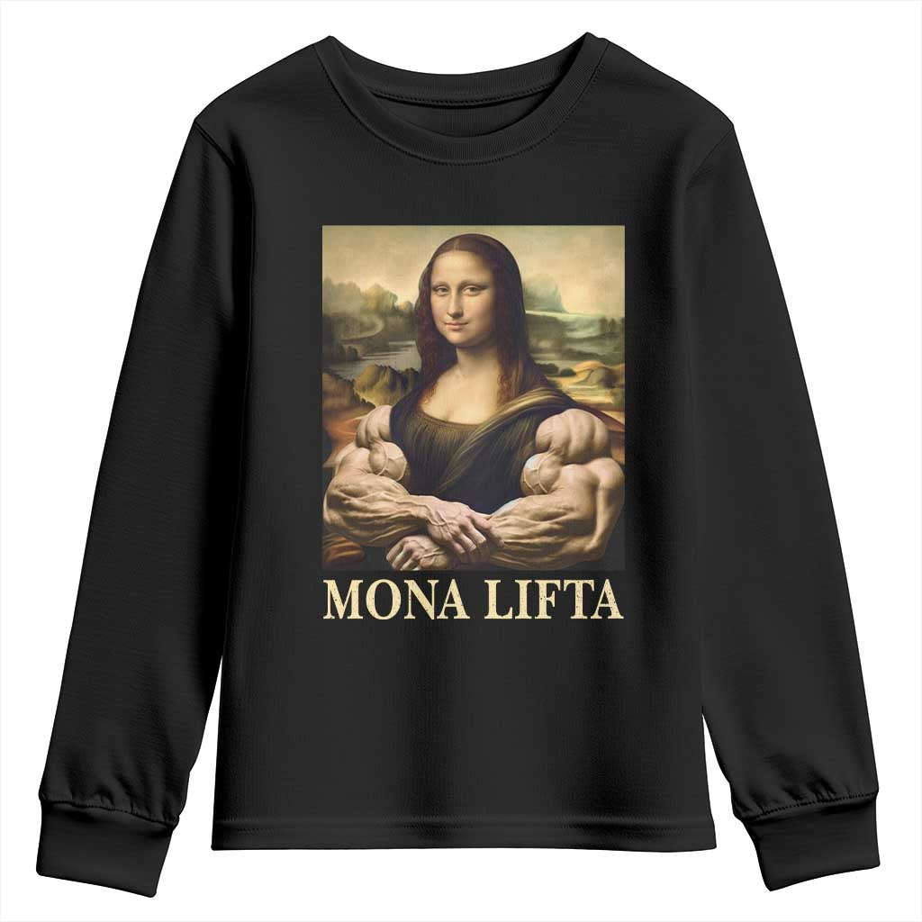 Funny Mona Lifta Muscle Mona Lisa Bodybuilding Fitness Gym Lover Youth Sweatshirt - Wonder Print Shop