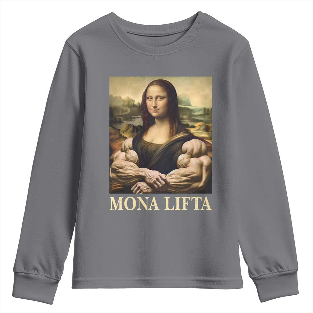 Funny Mona Lifta Muscle Mona Lisa Bodybuilding Fitness Gym Lover Youth Sweatshirt - Wonder Print Shop