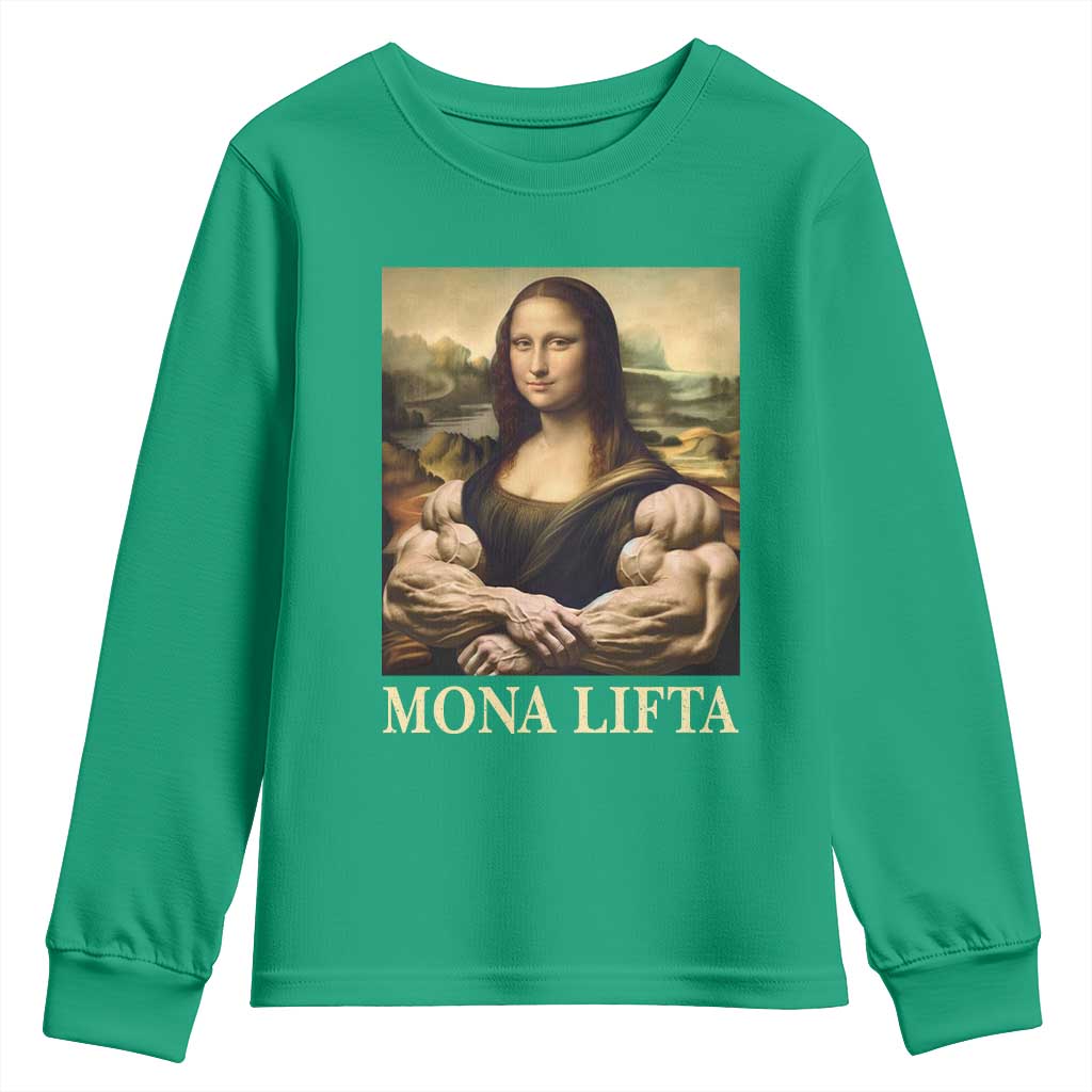 Funny Mona Lifta Muscle Mona Lisa Bodybuilding Fitness Gym Lover Youth Sweatshirt - Wonder Print Shop