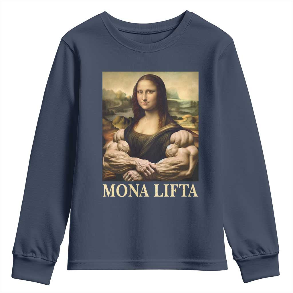 Funny Mona Lifta Muscle Mona Lisa Bodybuilding Fitness Gym Lover Youth Sweatshirt - Wonder Print Shop