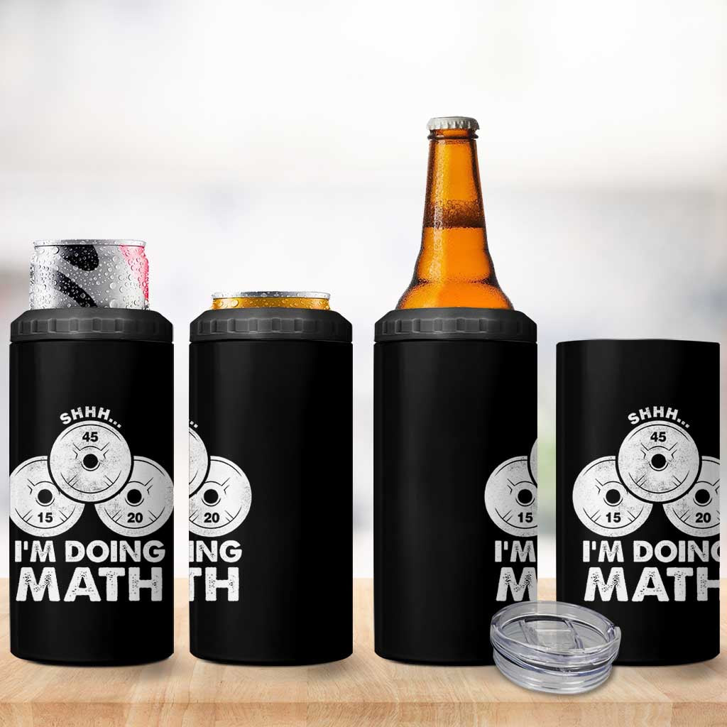 Funny Shhh I Am Doing Math Weightlifting Workout Training 4 in 1 Can Cooler Tumbler - Wonder Print Shop