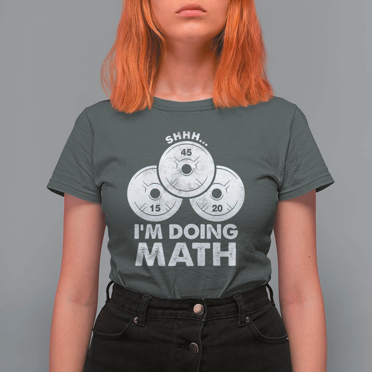Funny Shhh I Am Doing Math Weightlifting Workout Training T Shirt For Women - Wonder Print Shop