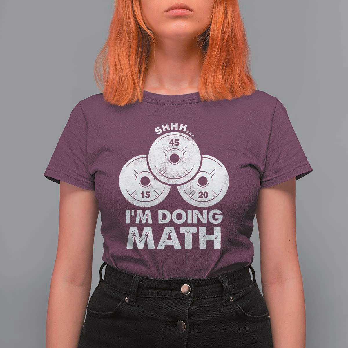 Funny Shhh I Am Doing Math Weightlifting Workout Training T Shirt For Women - Wonder Print Shop