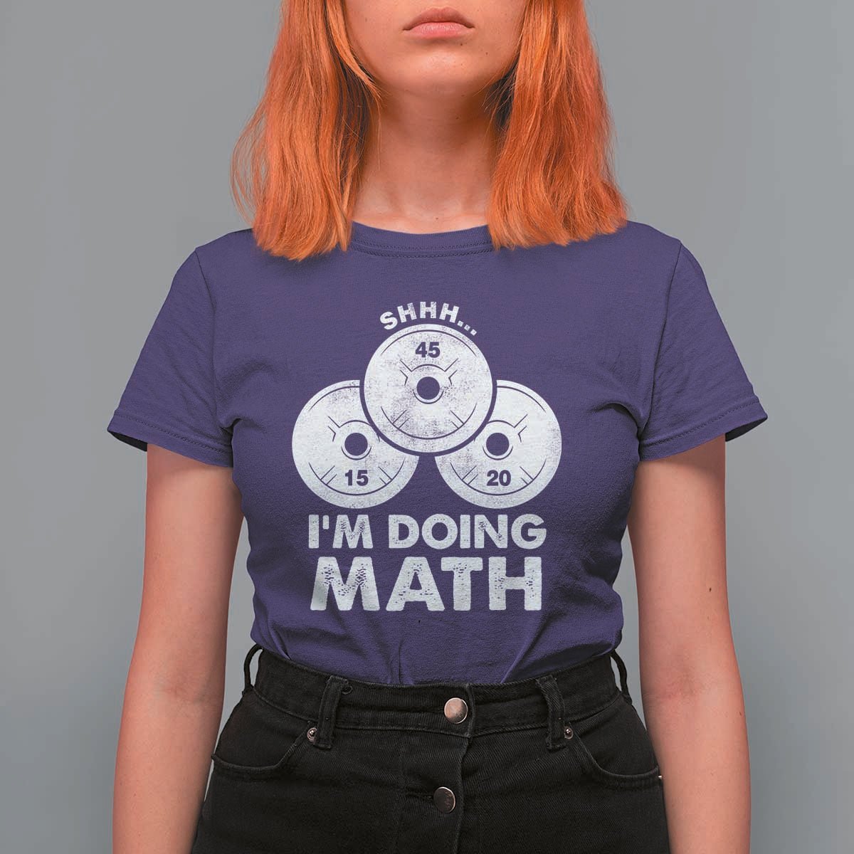 Funny Shhh I Am Doing Math Weightlifting Workout Training T Shirt For Women - Wonder Print Shop