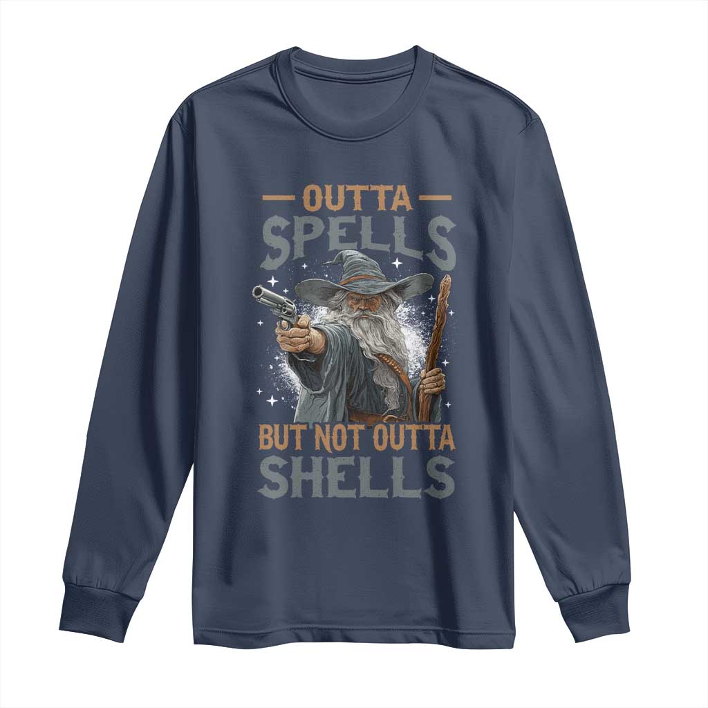 Outta Spells But Not Outta Shells Long Sleeve Shirt Funny Fantasy Meme - Wonder Print Shop