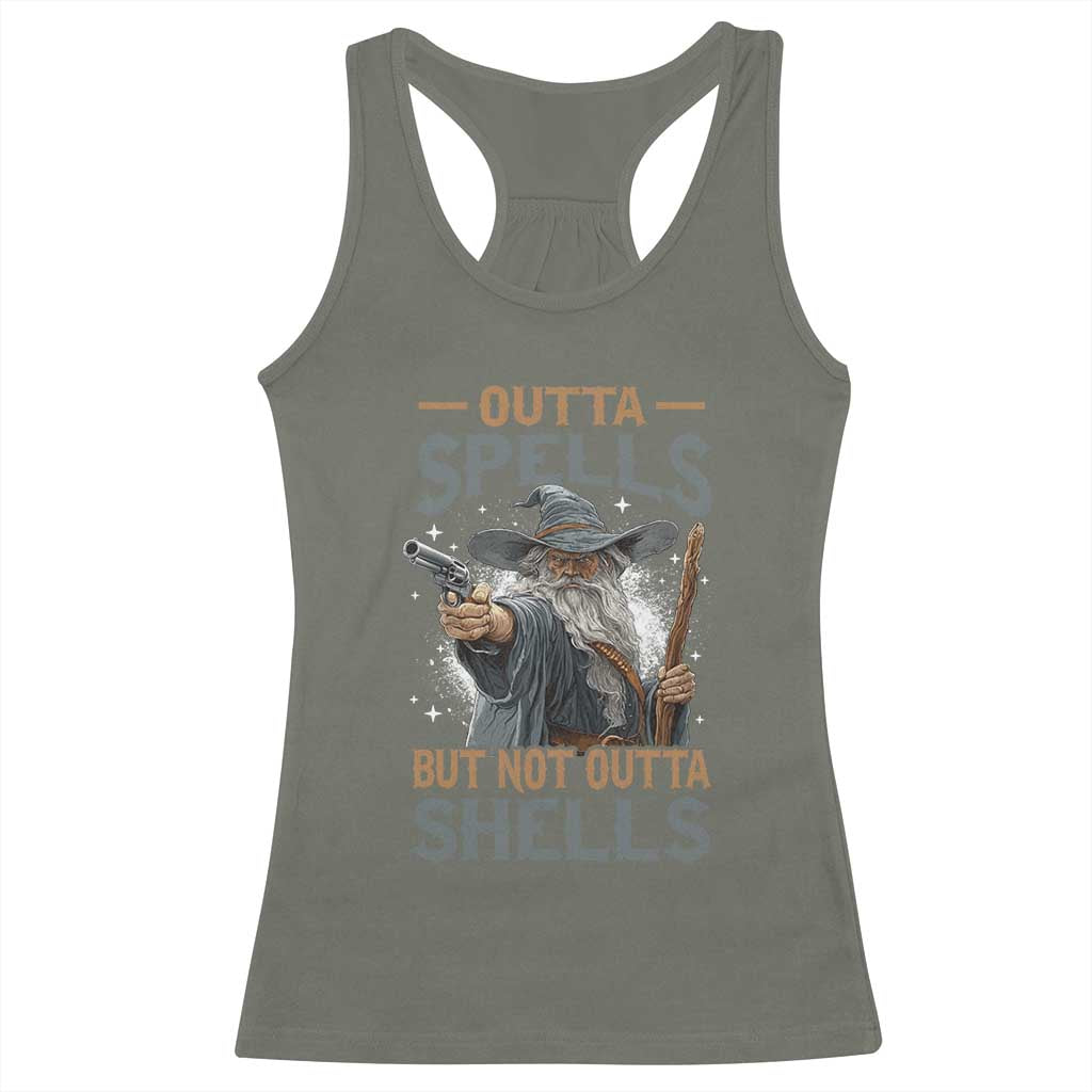 Outta Spells But Not Outta Shells Racerback Tank Top Funny Fantasy Meme - Wonder Print Shop