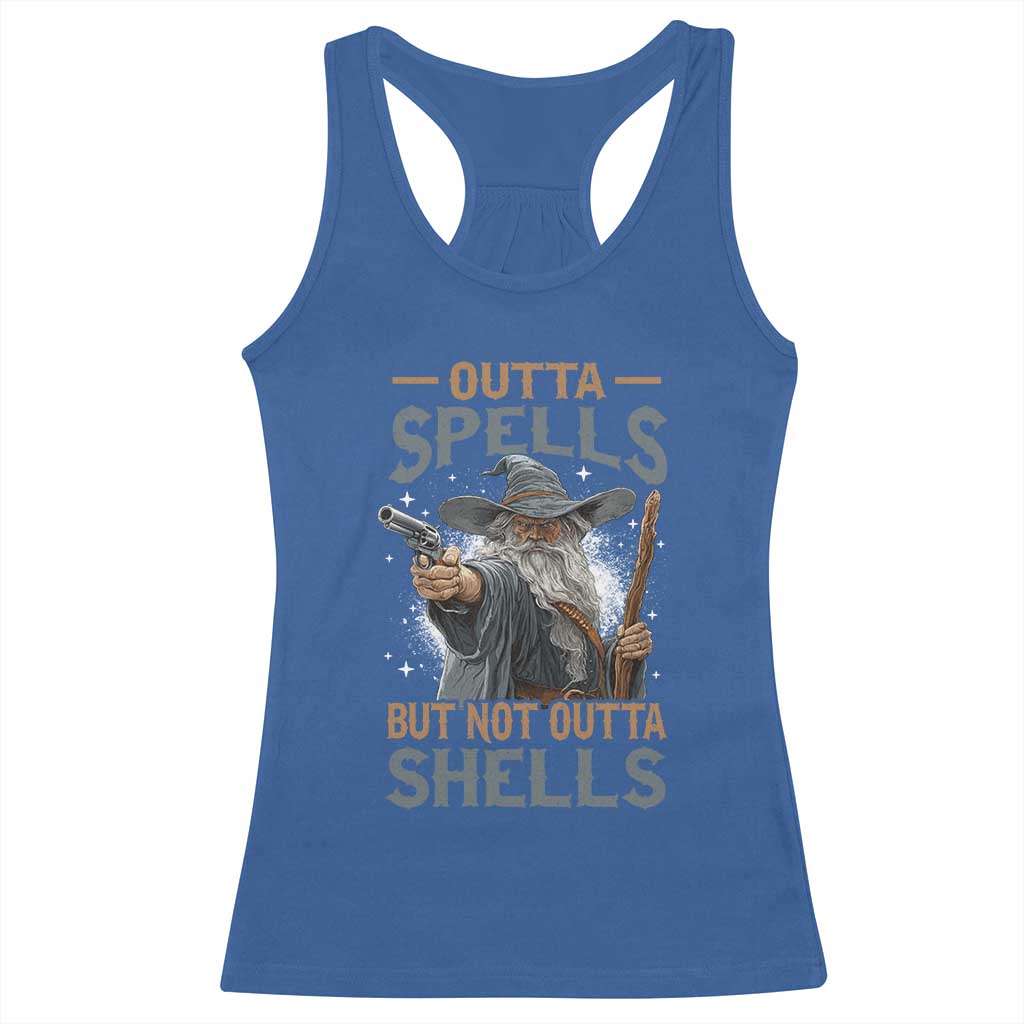 Outta Spells But Not Outta Shells Racerback Tank Top Funny Fantasy Meme - Wonder Print Shop