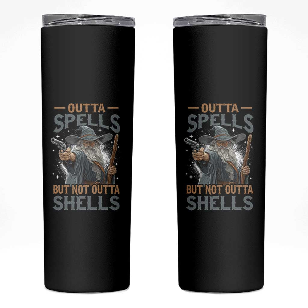 Outta Spells But Not Outta Shells Skinny Tumbler Funny Fantasy Meme - Wonder Print Shop