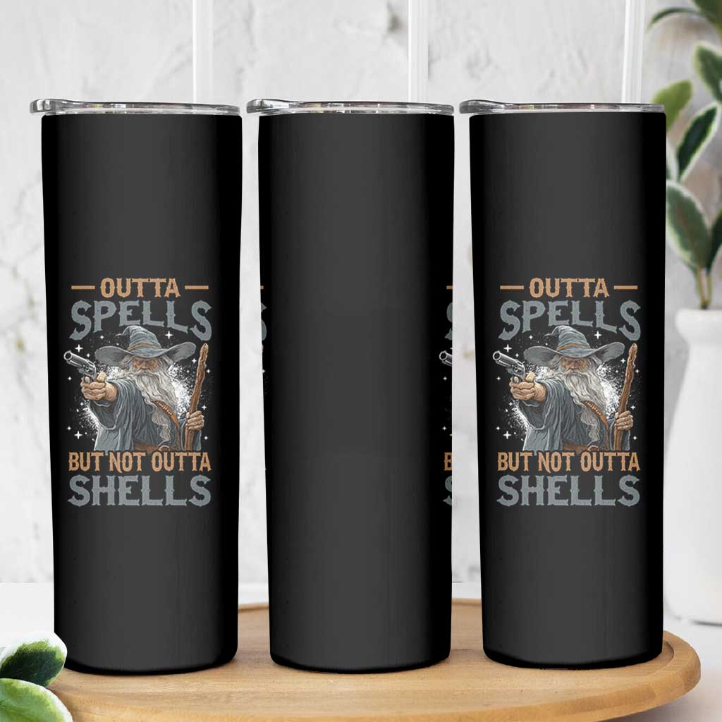 Outta Spells But Not Outta Shells Skinny Tumbler Funny Fantasy Meme - Wonder Print Shop