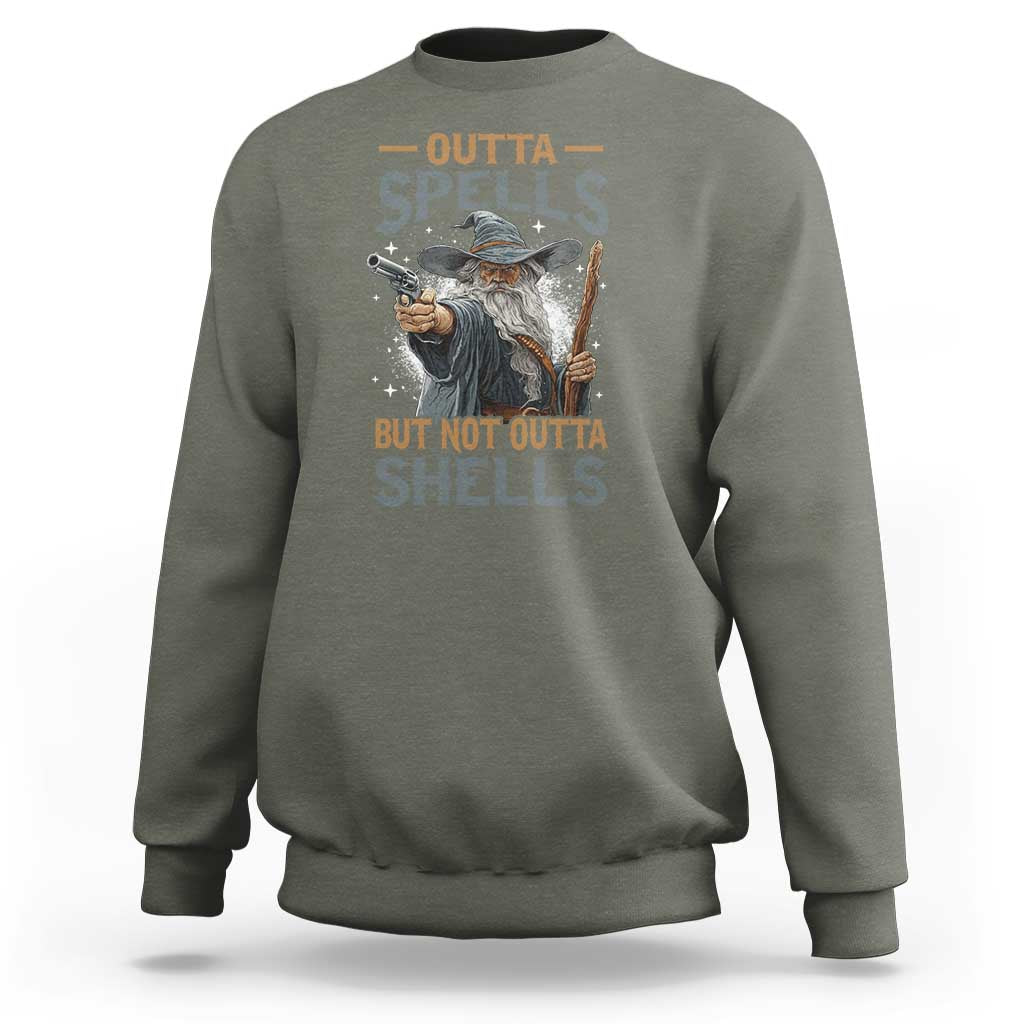 Outta Spells But Not Outta Shells Sweatshirt Funny Fantasy Meme - Wonder Print Shop