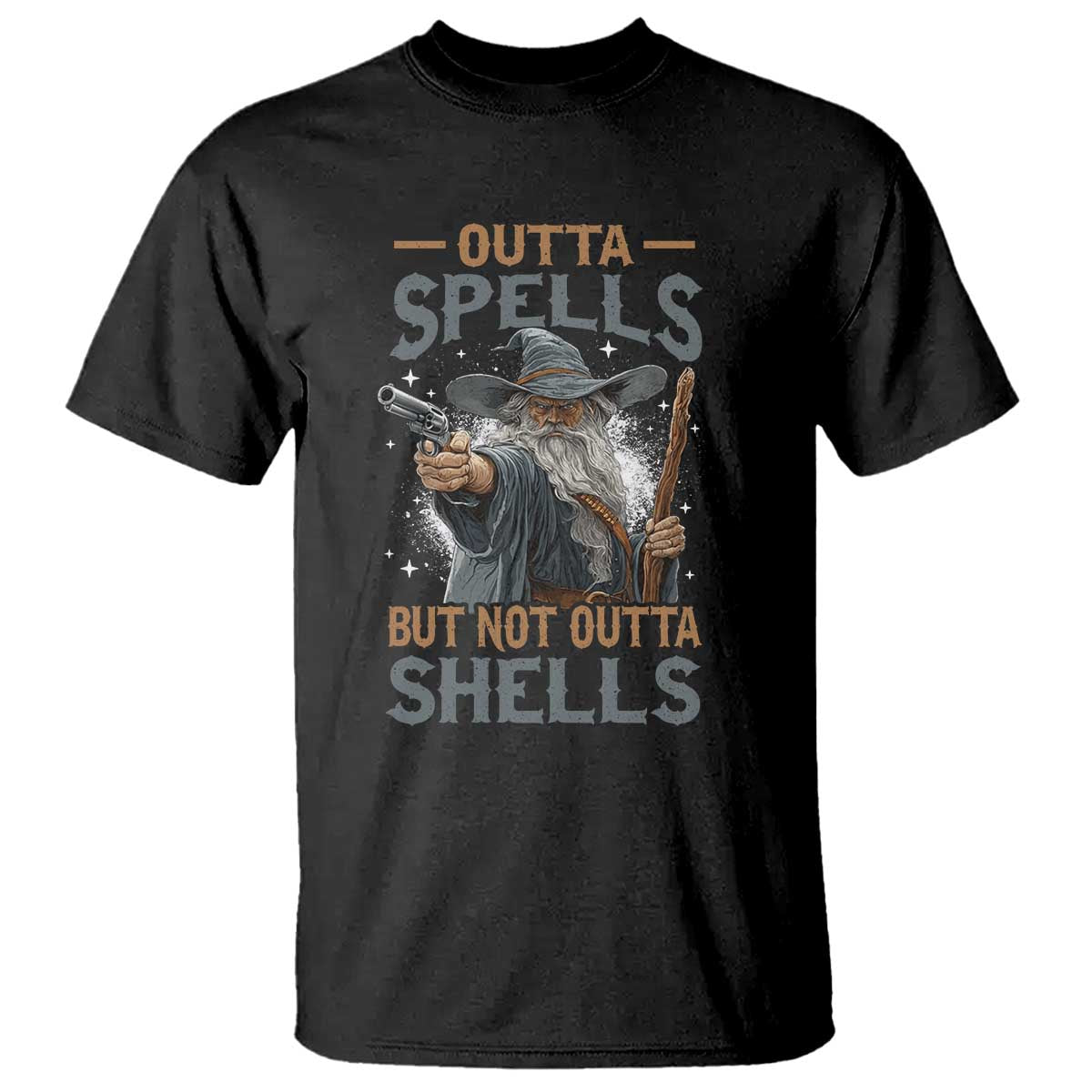 Outta Spells But Not Outta Shells T Shirt Funny Fantasy Meme - Wonder Print Shop