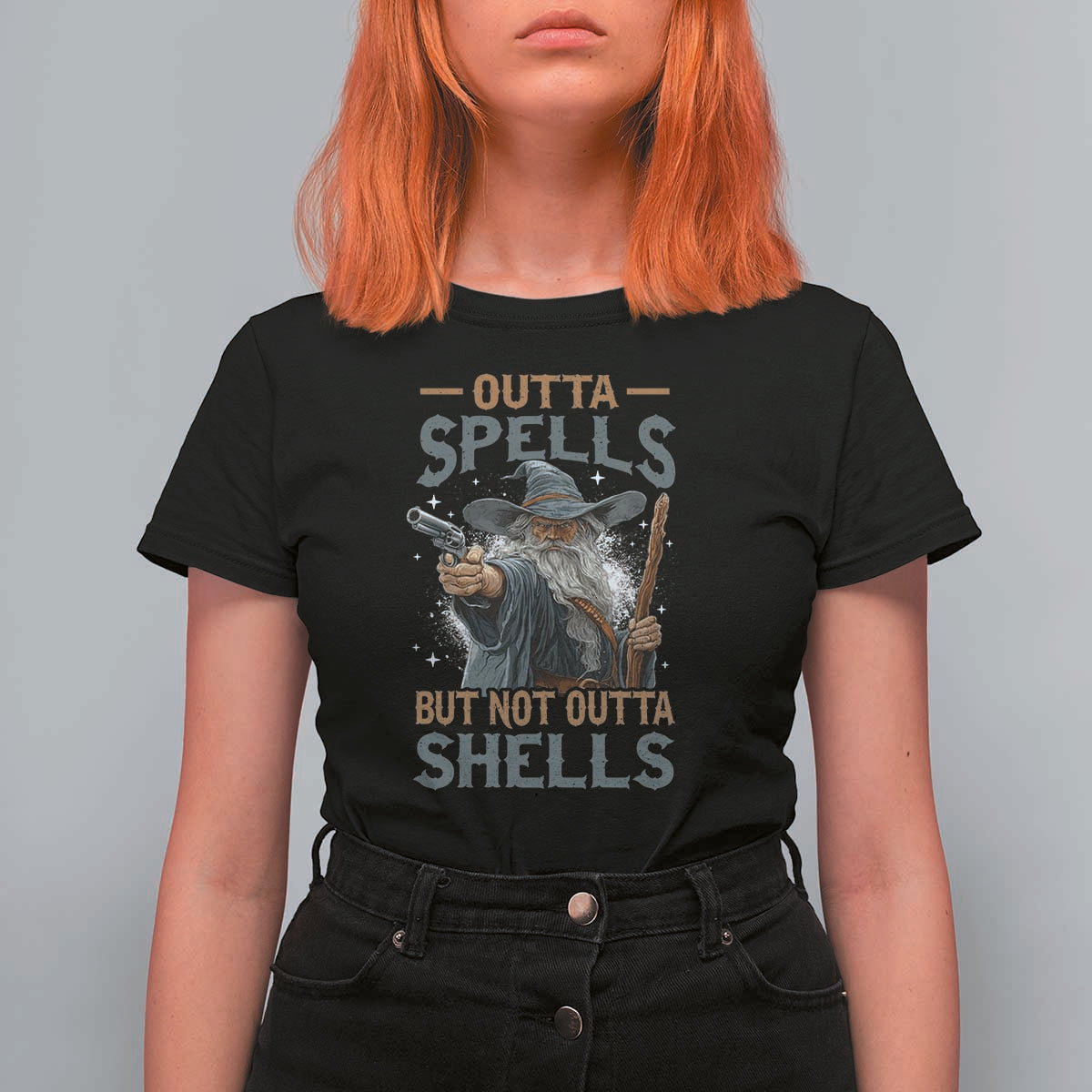 Outta Spells But Not Outta Shells T Shirt For Women Funny Fantasy Meme - Wonder Print Shop