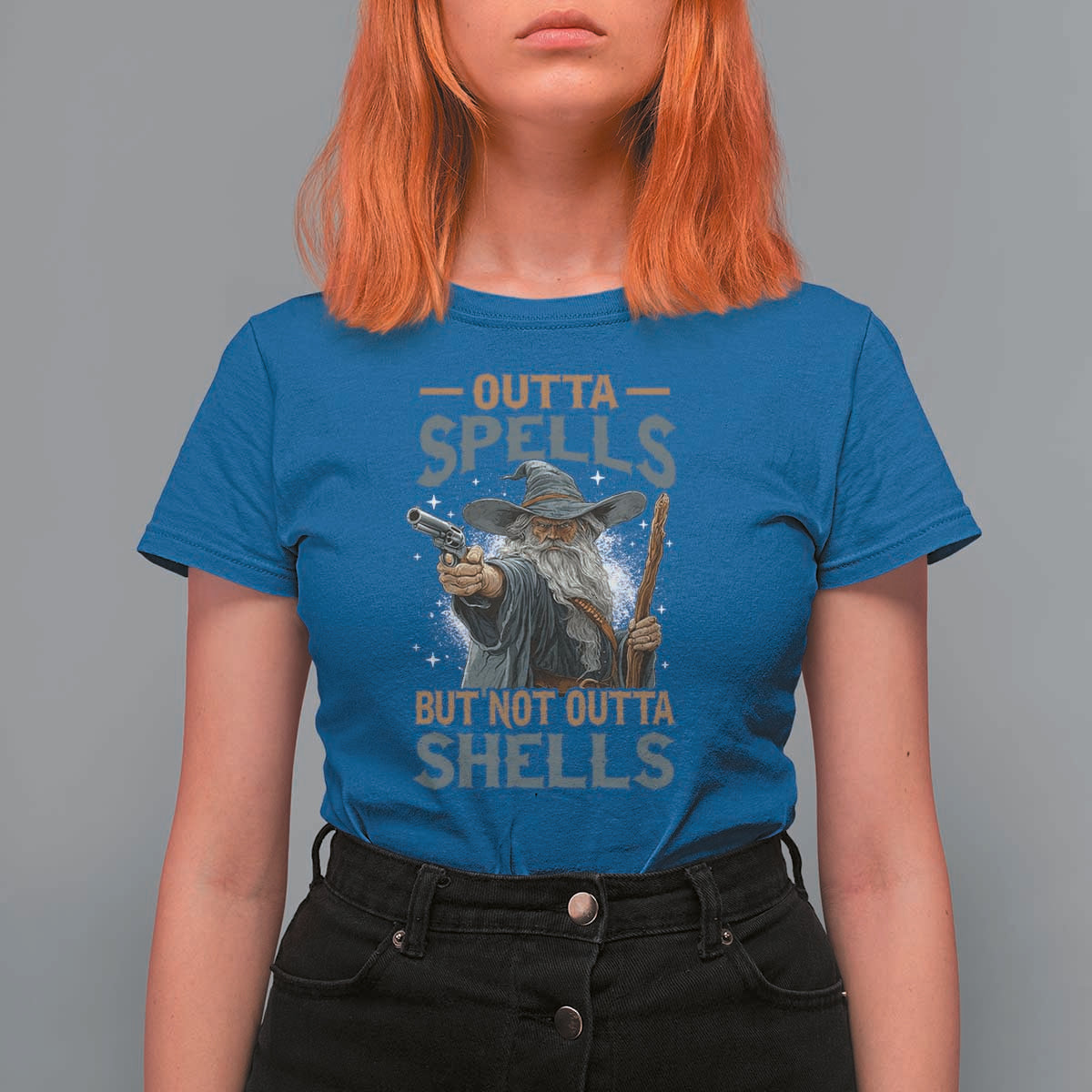 Outta Spells But Not Outta Shells T Shirt For Women Funny Fantasy Meme - Wonder Print Shop