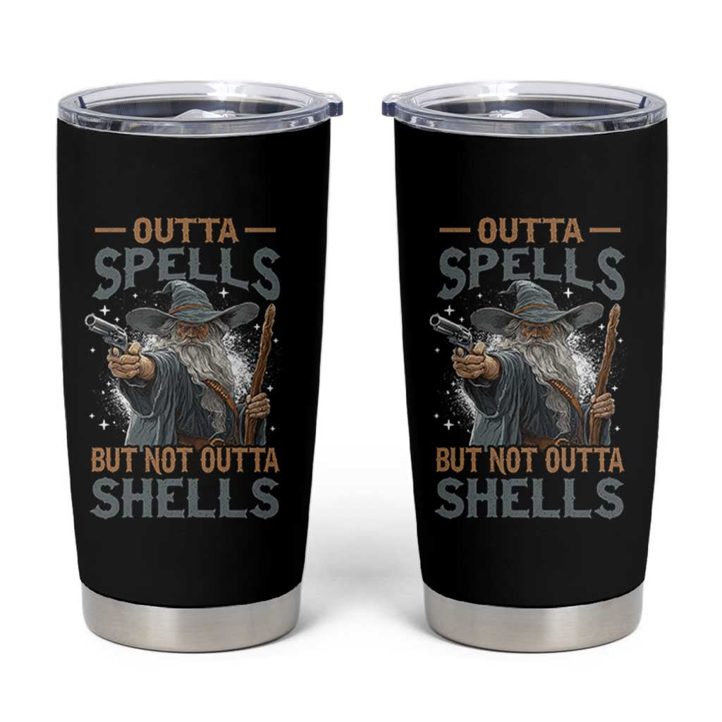 Outta Spells But Not Outta Shells Tumbler Cup Funny Fantasy Meme - Wonder Print Shop
