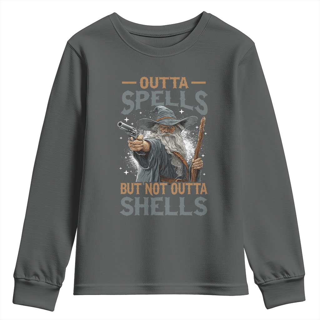 Outta Spells But Not Outta Shells Youth Sweatshirt Funny Fantasy Meme - Wonder Print Shop