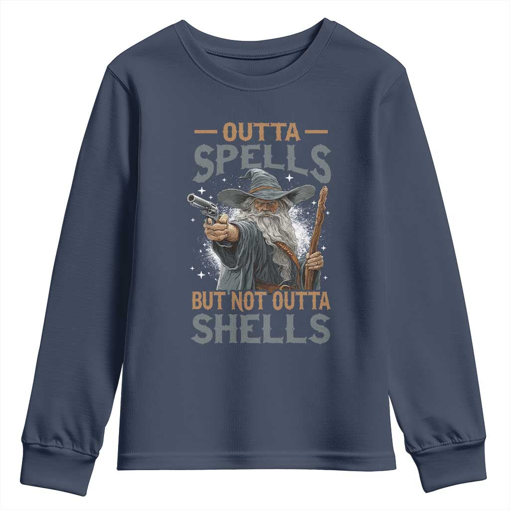 Outta Spells But Not Outta Shells Youth Sweatshirt Funny Fantasy Meme - Wonder Print Shop