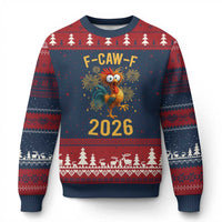 F Caw F 2026 Happy New Year Ugly Christmas Sweater Funny Chicken Rooster - Wonder Print Shop