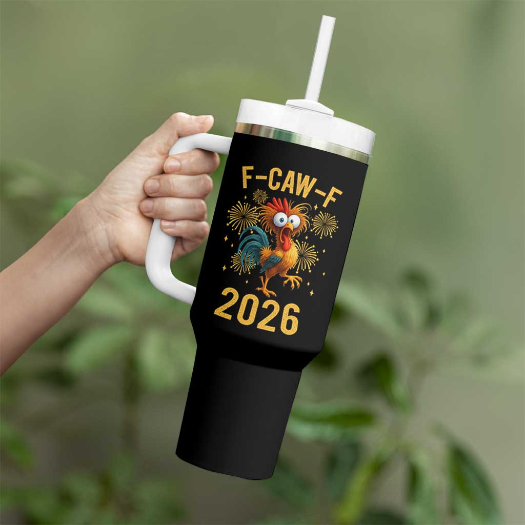 F Caw F 2026 Happy New Year Tumbler With Handle Funny Chicken Rooster - Wonder Print Shop