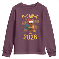 F Caw F 2026 Happy New Year Youth Sweatshirt Funny Chicken Rooster - Wonder Print Shop