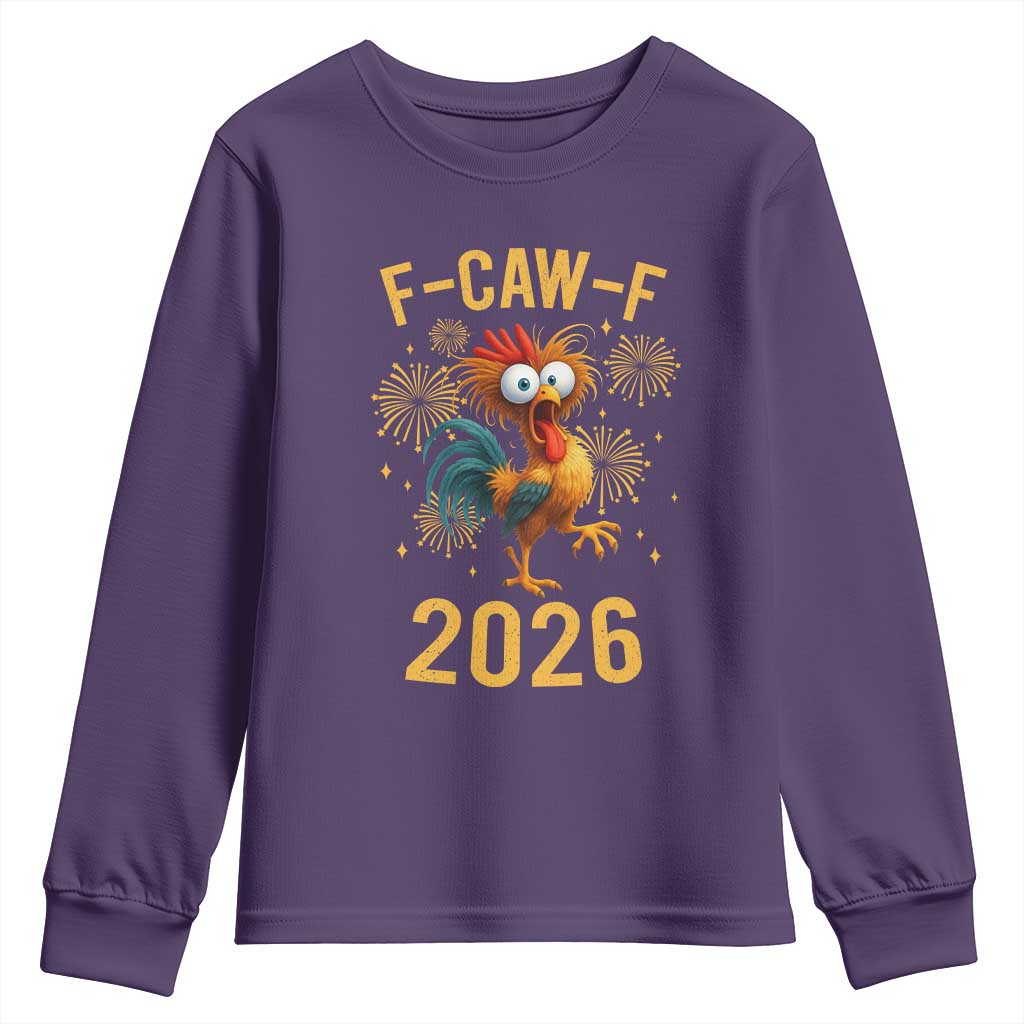F Caw F 2026 Happy New Year Youth Sweatshirt Funny Chicken Rooster - Wonder Print Shop