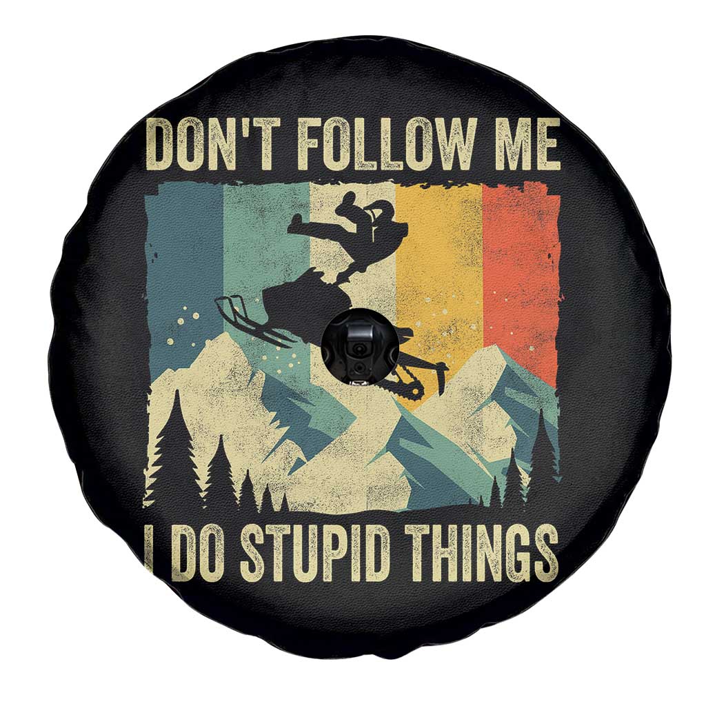 Funny Snowmobile Spare Tire Cover Don't Follow Me I Do Stupid Things Winter Sport - Wonder Print Shop