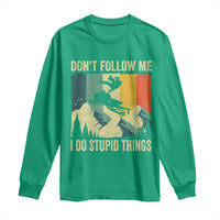 Funny Snowmobile Long Sleeve Shirt Don't Follow Me I Do Stupid Things Winter Sport - Wonder Print Shop
