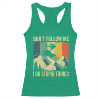 Funny Snowmobile Racerback Tank Top Don't Follow Me I Do Stupid Things Winter Sport - Wonder Print Shop