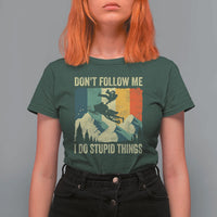 Funny Snowmobile T Shirt For Women Don't Follow Me I Do Stupid Things Winter Sport - Wonder Print Shop