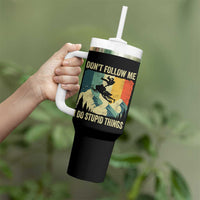 Funny Snowmobile Tumbler With Handle Don't Follow Me I Do Stupid Things Winter Sport - Wonder Print Shop