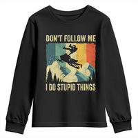 Funny Snowmobile Youth Sweatshirt Don't Follow Me I Do Stupid Things Winter Sport - Wonder Print Shop