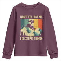 Funny Snowmobile Youth Sweatshirt Don't Follow Me I Do Stupid Things Winter Sport - Wonder Print Shop