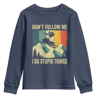 Funny Snowmobile Youth Sweatshirt Don't Follow Me I Do Stupid Things Winter Sport - Wonder Print Shop