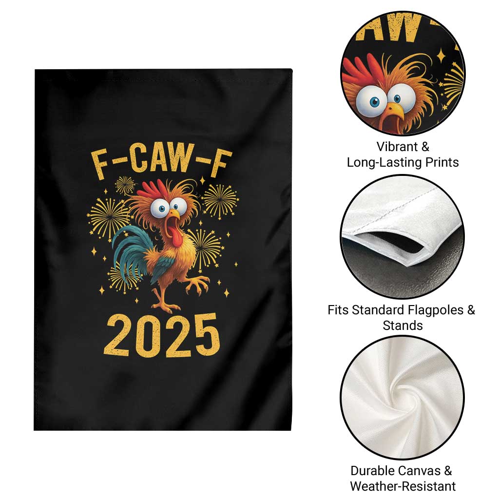 F Caw F 2025 Happy New Year 2026 Garden Flag Funny Chicken Rooster - Wonder Print Shop