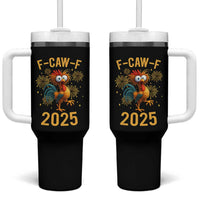 F Caw F 2025 Happy New Year 2026 Tumbler With Handle Funny Chicken Rooster - Wonder Print Shop