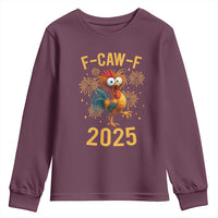F Caw F 2025 Happy New Year 2026 Youth Sweatshirt Funny Chicken Rooster - Wonder Print Shop