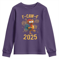 F Caw F 2025 Happy New Year 2026 Youth Sweatshirt Funny Chicken Rooster - Wonder Print Shop