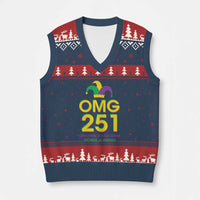 Funny Mardi Gras In Mobile Alabama V-Neck Knit Sweater Vest OMG 251 Original Mardi Gras Jester Hat