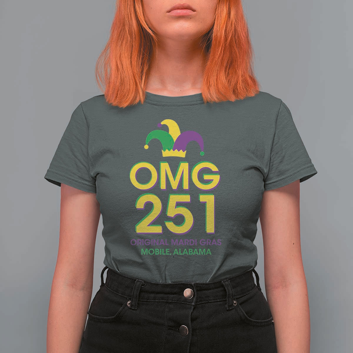 Funny Mardi Gras In Mobile Alabama T Shirt For Women OMG 251 Original Mardi Gras Jester Hat