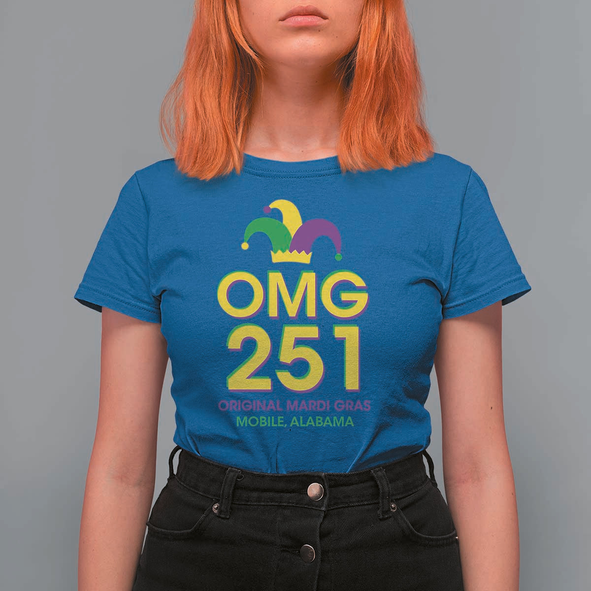 Funny Mardi Gras In Mobile Alabama T Shirt For Women OMG 251 Original Mardi Gras Jester Hat