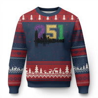 Funny Mardi Gras Mobile Alabama Ugly Christmas Sweater 251 Skyline Area Code Glitter Print