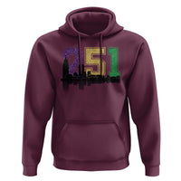 Funny Mardi Gras Mobile Alabama Hoodie 251 Skyline Area Code Glitter Print