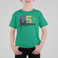 Funny Mardi Gras Mobile Alabama T Shirt For Kid 251 Skyline Area Code Glitter Print