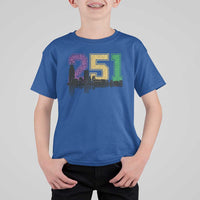 Funny Mardi Gras Mobile Alabama T Shirt For Kid 251 Skyline Area Code Glitter Print