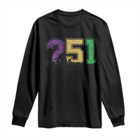 Funny Mardi Gras Mobile Alabama Long Sleeve Shirt 251 Skyline Area Code Glitter Print