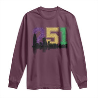 Funny Mardi Gras Mobile Alabama Long Sleeve Shirt 251 Skyline Area Code Glitter Print