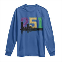 Funny Mardi Gras Mobile Alabama Long Sleeve Shirt 251 Skyline Area Code Glitter Print
