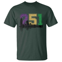 Funny Mardi Gras Mobile Alabama T Shirt 251 Skyline Area Code Glitter Print