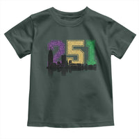 Funny Mardi Gras Mobile Alabama Toddler T Shirt 251 Skyline Area Code Glitter Print