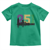 Funny Mardi Gras Mobile Alabama Toddler T Shirt 251 Skyline Area Code Glitter Print